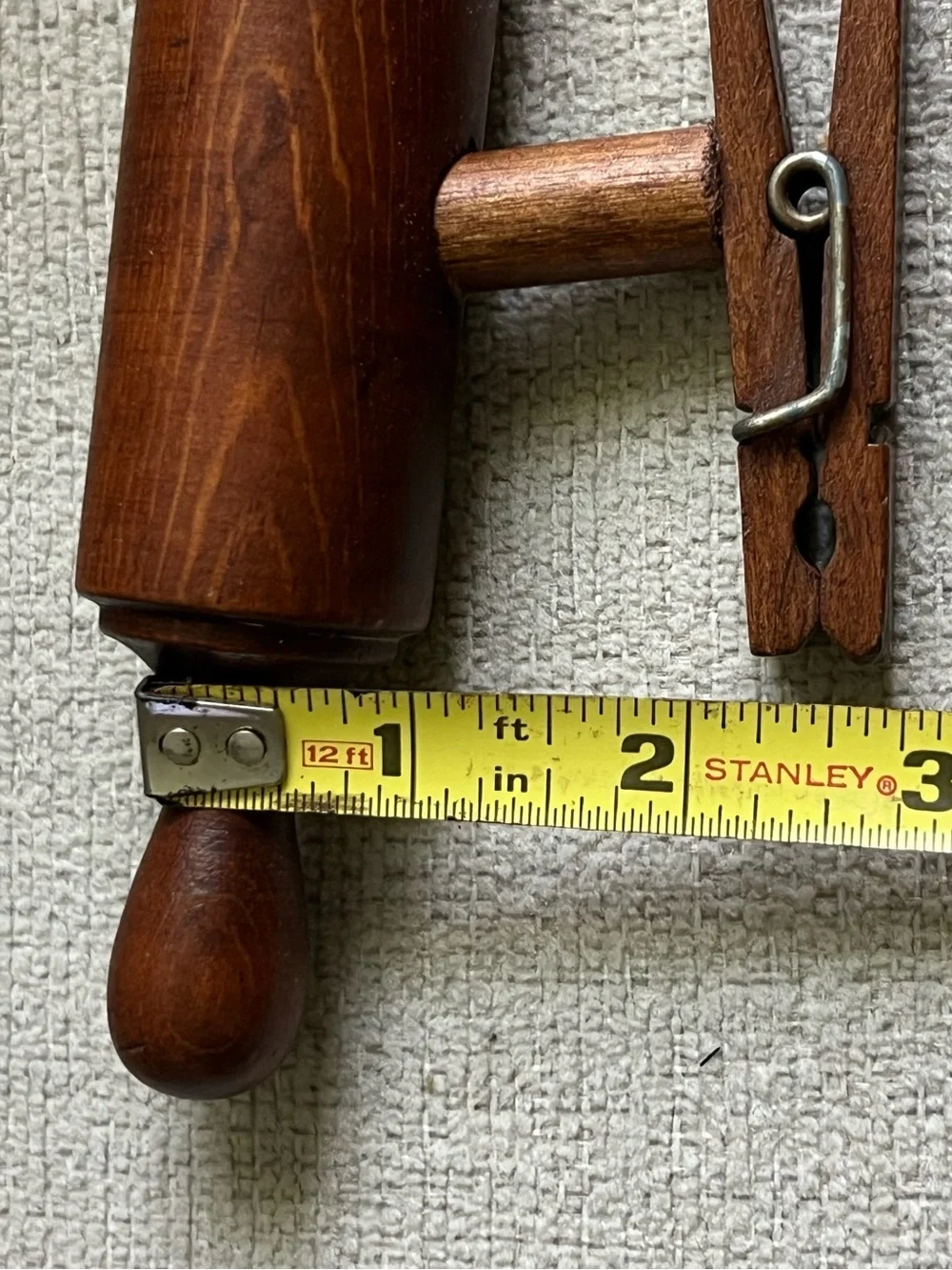 Vintage Wooden rolling pin memo holder - Dark Brown